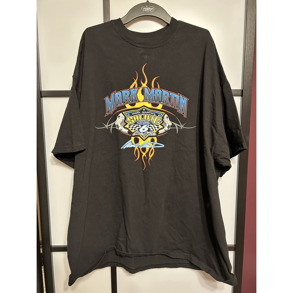 MARK MARTIN #6 SALUTE TO YOU NASCAR VINTAGE BLACK T SHIRT‎ SIZE 3XL DOUBLE SIDED